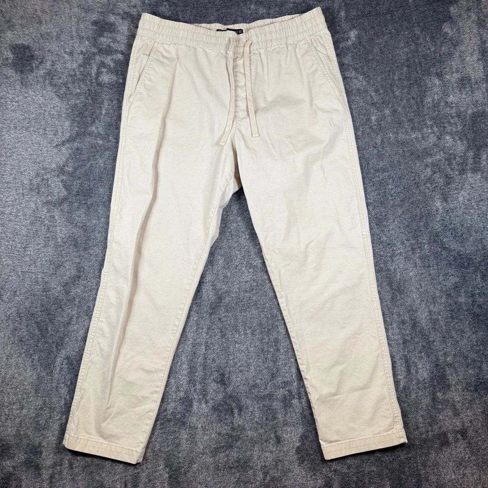 Zara Mens Beige Jogger Pants Elastic Waist Drawstring Global Standards Tan L